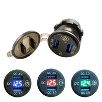 ELEWIND QC 3.0 Contact en laiton 12V IP40 USB Double interrupteur Affichage numérique Voltmètre Chargeur pour téléphones mobiles IPAD Voiture Yacht