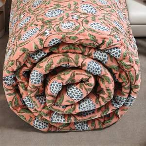 Indian Handmade Block Print <b>Quilted</b> <b>Throw</b> Blanket Cotton Home Hotel Use Luxury Oversized Bedding Coverlet Return Gift for Guests - Product Image 2