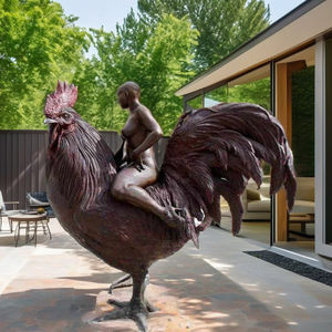 <span class=keywords><strong>Sculpture</strong></span> de grand coq en bronze métallique pour femme équestre, pour jardin extérieur, à vendre - Product Image 2