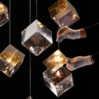 Nordic Cube Carré Ruban Grand Escalier Lustres Plafond De Luxe Pendentif Lumière pour Bar Villa Salon Restaurant