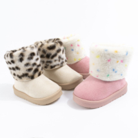 Bottes de neige d'extérieur en daim rose personnalisées pour filles, bottines à imprimé léopard tendance pour enfants avec semelle en TPR