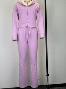 Set Due Pezzi <span class=keywords><strong>Donna</strong></span> Alxin con Logo Personalizzato, Giacca con Zip e Pantaloni <span class=keywords><strong>Vintage</strong></span>, Completo Casual con Felpa Corta - Product Image 4