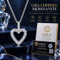 Pendentif Cœur Creux en Argent Sterling 925 Entièrement Sertie de Moissanite pour Femme, Bijou Exquis, Vente en Gros, Meilleures Ventes