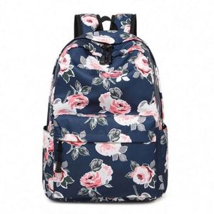 Mochila con estampado de flores de estilo étnico para mujer, mochila escolar impermeable de nailon de gran capacidad para adolescentes y estudiantes - Product Image 2