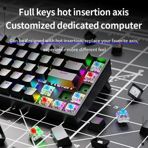 Teclado mecánico para jugadores con interruptor azul AK68, conveniente diseño de efectos de 22 luces que ahorra espacio con interfaz USB para jugadores - Product Image 4