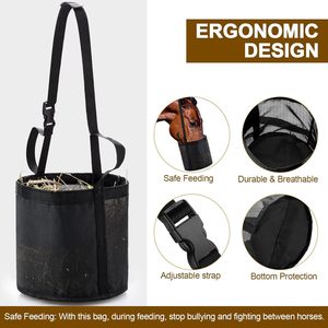 Bolsa de Alimentación para Caballos, de Nailon Negro Ajustable, para Alimentación Lenta de Caballos, Ganado y Ovejas - Product Image 4