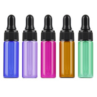 BYPE Mini et petites bouteilles d'huile essentielle de 1ml 2ml 3ml 5ml Bouteille en verre rose bleu violet vert avec bouchon compte-gouttes plat