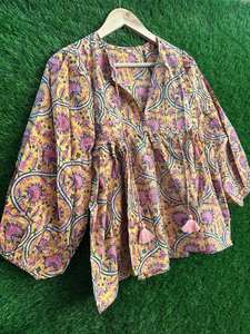 Tunique en coton à imprimé floral : Mini-robe à col profond - Product Image 5