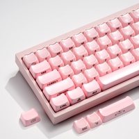 XVX Keycaps Mignonnes en forme de chat rose, en cristal de gelée, imprimées sur le côté, profil MAO, pour clavier mécanique gaming (119 touches) en PBT, personnalisées en anglais