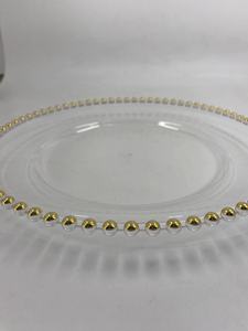 Assiettes de présentation transparentes élégantes en perles dorées, en vrac, pour les fêtes, les restaurants, les dîners, avec bordure dorée - Product Image 4