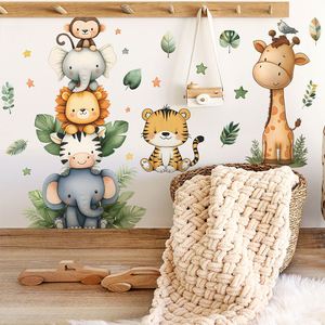 Autocollants muraux écologiques en PVC, petits animaux de dessin animé, feuilles de plantes vertes, décoration de la maison, autocollants adhésifs, vente en gros - Product Image 5