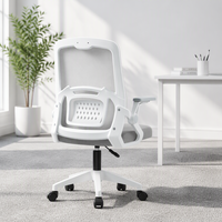 Chaise de bureau ergonomique moderne en tissu pour la maison, dossier haut, pivotante, accoudoirs réglables, structure en plastique, base en fer, réglage manuel de la hauteur