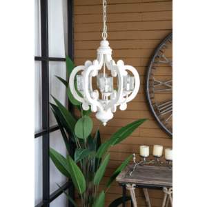 Lámpara Colgante de Madera Db Farmhouse de 6 Luces, Color Blanco, Cadena Ajustable, Tamaño Mediano, para Comedor, Sala de Estar, Entrada - Product Image 5