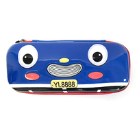 Trousse à crayons en forme de bus de dessin animé pour enfants, pochette de rangement pour papeterie à coque rigide 3D avec fermeture éclair, 22,5 x 8,8 x 3,8 cm pour garçons