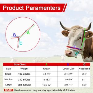 Cabestros para vacas con hebilla de latón resistente, material tipo gamuza fácil de limpiar, diseño ajustable para terneros, ganado adulto y pequeños ponis - Product Image 2