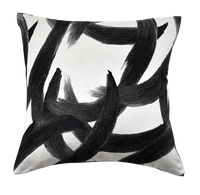 Coussin en polyester tissé de précision, motif calligraphie chinoise noir et blanc, éclat métallique subtil pour aménagement intérieur, approvisionnement en gros