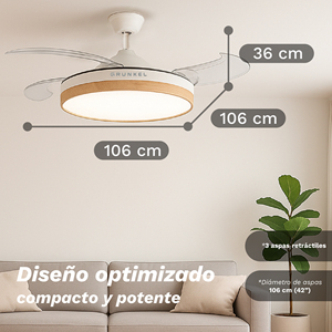 Skylwind 42 Inch <b>Ceiling</b> Fan With Retractable Blades Led <b>Light</b> 20W White <b>Remote</b> <b>Control</b> - Product Image 1