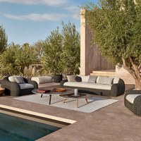 Nouveau design de canapé de patio extérieur, ensemble de fauteuils de jardin, meubles imperméables, ensemble de canapé en corde tressée