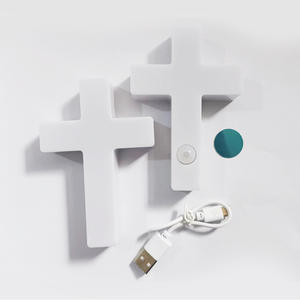 USB可充电3D十字夜灯发光二极管智能家居灯，带运动传感器调光器，用于卧室装饰宗教工艺品礼品 - Product Image 2