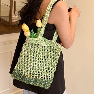 Nouveau sac de paille au Crochet pour femmes Simple fourre-tout tissé à la mode vacances en bord de mer sac de plage au Crochet creux - Product Image 4