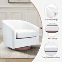Fauteuil pivotant moderne convertible en tissu, dossier croisé, assise confortable, rotation à 360°, pour chambre et salle à manger, avec piètement métallique