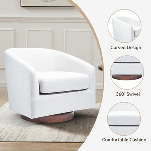 Modern Convertible Upholstered Swivel <b>Chair</b> Fabric 360 Rotation Curved Backrest Comfortable Seat Metal Legs <b>Living</b> <b>Room</b> Accent - Product Image 5