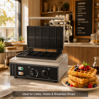Mini gaufrier commercial électrique 220V, nouveau modèle en acier inoxydable, pour gaufres rectangulaires et en forme de cœur, 10 empreintes, Poffertjes Baker, Wafflera japonaise