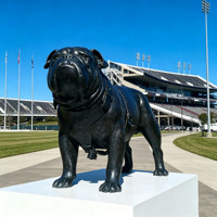 Sculpture en bronze coulé sur mesure, style animal réaliste, décoration de pelouse de parc, statue de bouledogue assis