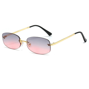 Lunettes de soleil tendance asymétriques sans monture dorées de haute qualité avec protection UV400, personnalisables pour hommes et femmes, collection 2026 - Product Image 1