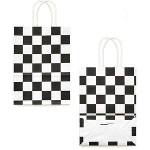 Bolsas de Regalo a Cuadros Blancos y Negros, Bolsas de Regalo para Fiestas de Carreras, Bolsas de Regalo con Asas para Fiestas de Autos de Carrera - Product Image 4