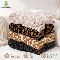 Couverture double face classique à imprimé léopard, douce, chaude et respirante Couverture en polyester tricoté pour voyage, maison, canapé