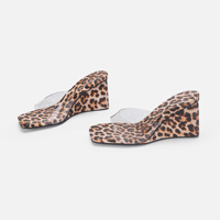 XINZI RAIN Vente en gros Sandales d'été à bout ouvert pour femmes avec lanière en PVC transparent à imprimé léopard pour femmes