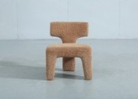 Velours sherpa Unique minimaliste salon salle à manger lumière luxe riz rose tissu chaise d'appoint sans bras chaise en bois massif