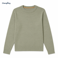 Pull en tricot à col rond uni à manches longues pour homme, coupe classique à manches longues, couleur unie