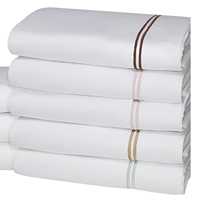 Parure de lit blanche brodée 100 % coton, drap plat, housse de couette, tailles Twin, Queen, King, pour hôtel et maison, vente en gros