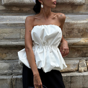 Top de Tubo Plisado Estilo Europeo y Americano, Chic, Sexy y Atrevido, Primavera/Verano 2026, Elegante para Oficina - Product Image 3