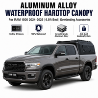 Hardtop en alliage d'aluminium étanche avec rails de toit pour RAM 1500 2024 2025, accessoires de camping pour benne de 6,5 pieds