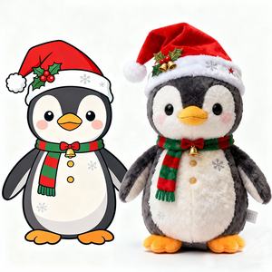 Giocattoli di Peluche Natalizi in Cotone Fatti a Mano Personalizzabili Piccolo Pinguino Imbottito con Testa Grande Colore e Dimensioni Personalizzabili - Product Image 2