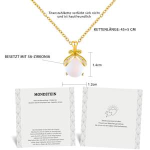 Collares de Moda de Acero de Titanio Personalizables al por Mayor - Collar de Cadena con Piedra Lunar Dorada y Plateada, Regalo para Mujer - Product Image 5