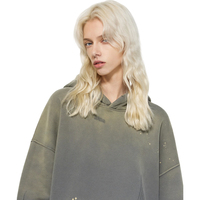 Sweat à capuche en coton épais 360 GSM pour homme avec logo personnalisé, imprimé dégradé effet éclaboussures, style streetwear vintage