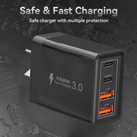 Chargeurs muraux rapides 20W 40W 4 ports certifiés SAA CE Premium, bloc de charge 2.4A 2 USB 2 Type-C, chargeur mobile australien