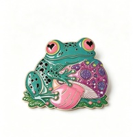 Broches en métal émaillé personnalisées en forme de grenouille et de champignon, colorées et scintillantes, pour revers de veste