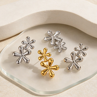 Boucles d'oreilles clous florales en acier inoxydable et titane, anti-ternissement, étanches, style minimaliste de luxe, collection 2026
