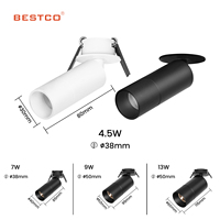 Spot d'hôtel en polygone en aluminium moderne 4.5w Spot encastré réglable Led Plafond Wall Washer Dimmable Downlights
