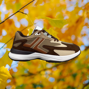 Tige en daim maillé, design superposé à lacets, semelle amortie, léger, soutien et confort pour la marche, style sportif rétro rehaussé, robuste - Product Image 2