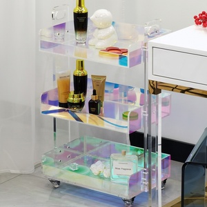 Estantes móviles de acrílico coloridos de lujo, salón de belleza, carrito móvil de barbería, ZY-834 - Product Image 3