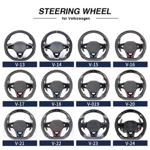 Volant en cuir semi-perforé avec bouton de démarrage, en fibre de carbone et LED pour VW Volkswagen <span class=keywords><strong>Golf</strong></span> R 6 7 7.5 8 MK8 MK7 8R Gti <span class=keywords><strong>Gtd</strong></span> - Product Image 6