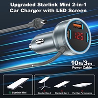 Câble d'alimentation DC pour chargeur de voiture Starlink Mini, 3 m (10 pieds), avec adaptateur allume-cigare 4-en-1 USB-C 30W USB-A QC3.0 12V-24V