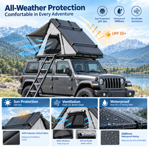 Tienda de techo 4x4 impermeable para Jeep Gladiator: apertura lateral, rápida instalación, ideal para off-road y camping. - Product Image 6