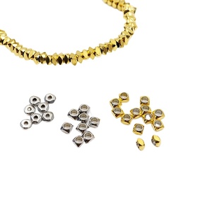 18K Gold-Plated Stainless Steel Hexagonal <b>Spacer</b> Beads for Jewelry DIY | Multiple Hole Options, Hypoallergenic, Lightweight - Product Image 2